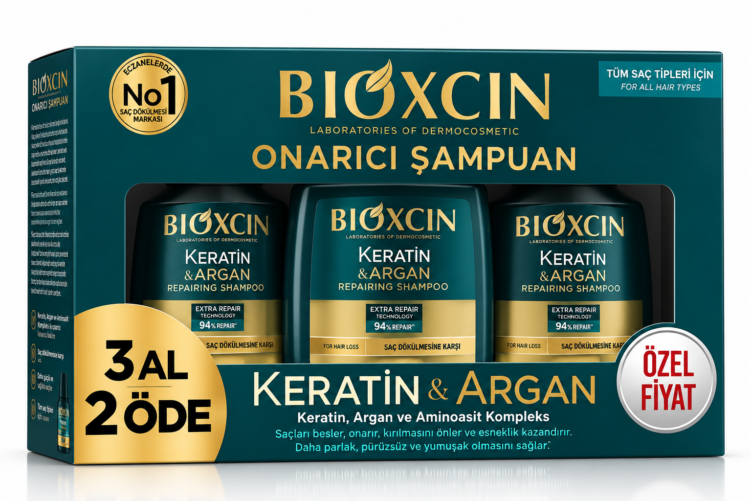 BIOXCIN KERATIN -ARGAN SHAMPOO 300ml x 3 box